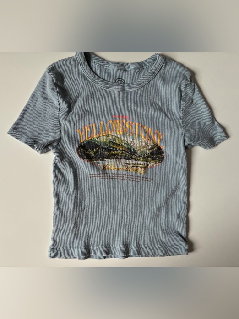 Social Culture Yellowstone Graphic Short Sleeve T-Shirt - Light Blue - Small